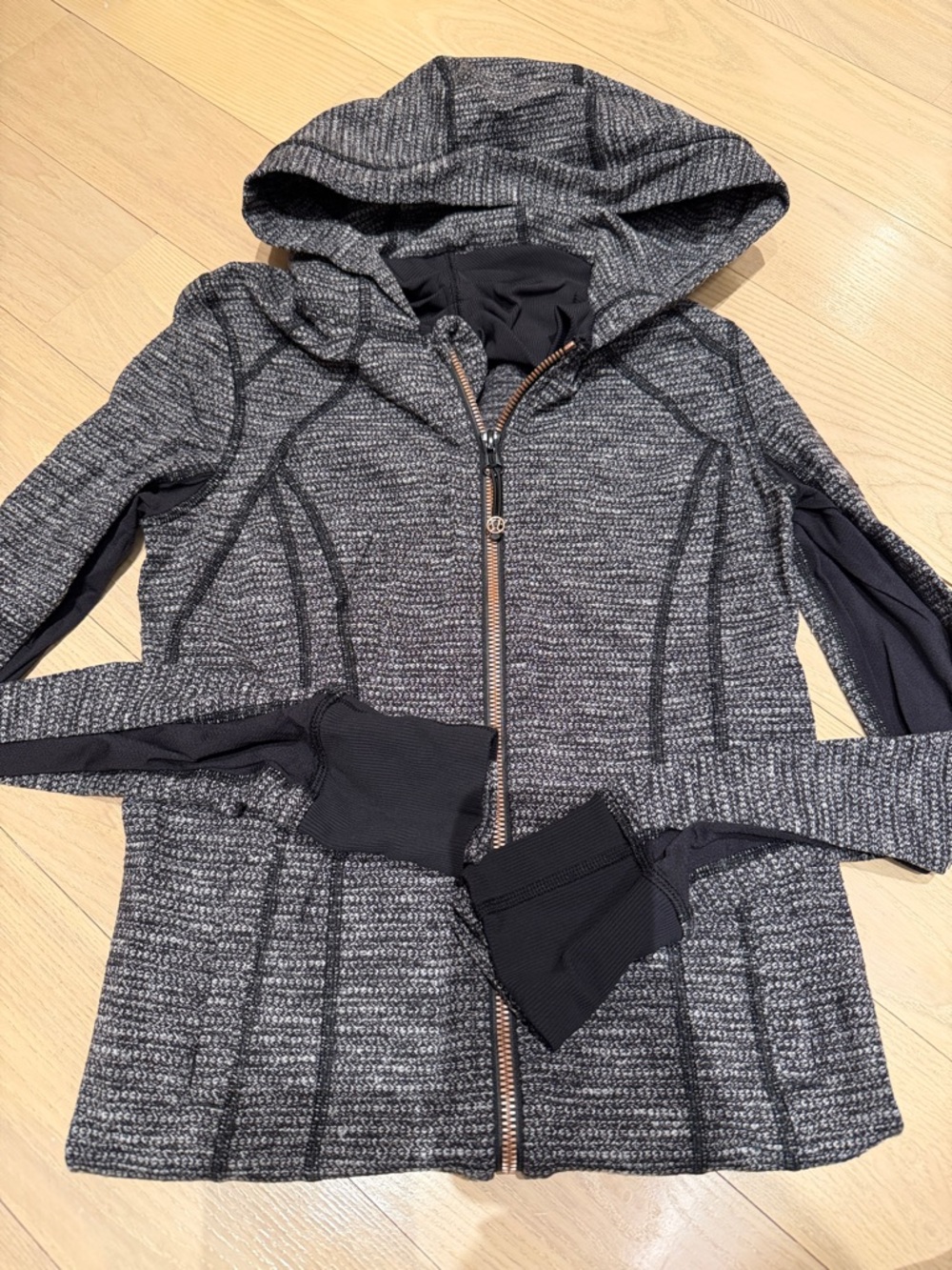 lululemon athletica Heathered Black & Gray Hooded workout Jacket